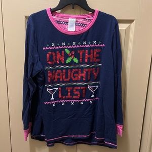 Secret Treasures sleepwear top “On the Naughty List”